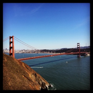 Iconic view of the Golden Gate Bridge.
